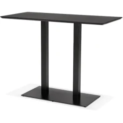 ALTEREGO Table haute design 'ZUMBA BAR' noire avec pied en métal noir New