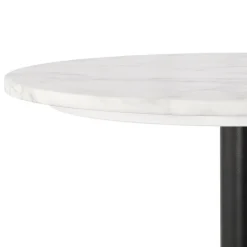 ALTEREGO Table haute ronde 'CORY ROUND' en pierre blanche effet marbre et métal noir