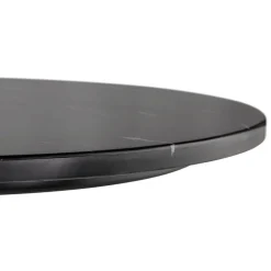 ALTEREGO Table haute ronde 'CORY ROUND' en pierre noire effet marbre et métal noir Outlet