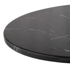 ALTEREGO Table haute ronde 'CORY ROUND' en pierre noire effet marbre et métal noir Outlet