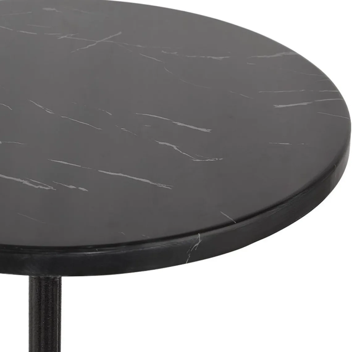 ALTEREGO Table haute ronde 'DOMY ROUND' style rustique en pierre noire effet marbre Sale