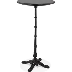 ALTEREGO Table haute ronde 'DOMY ROUND' style rustique en pierre noire effet marbre Sale