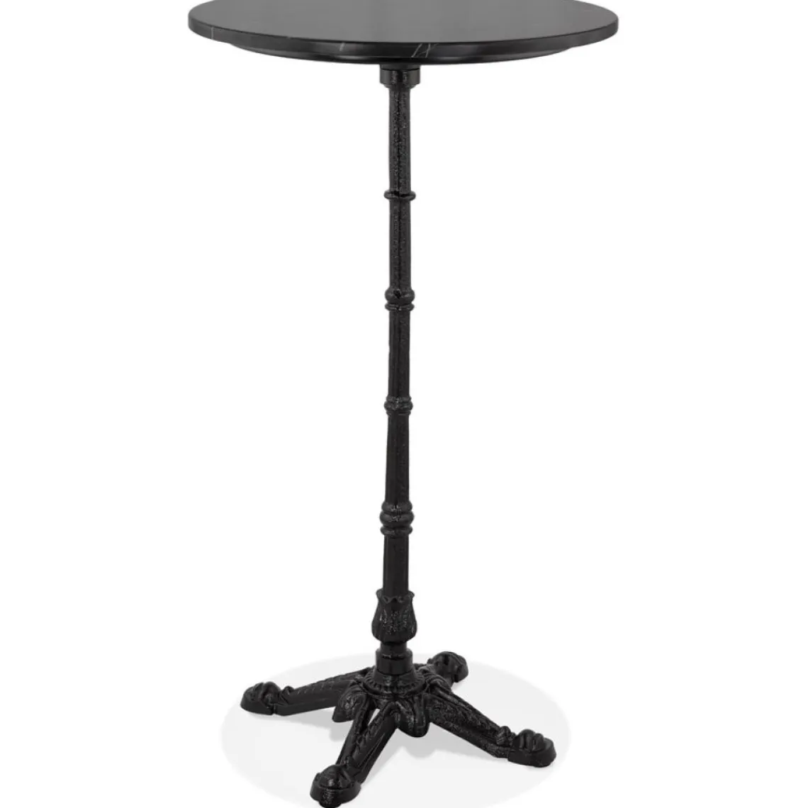ALTEREGO Table haute ronde 'DOMY ROUND' style rustique en pierre noire effet marbre Sale