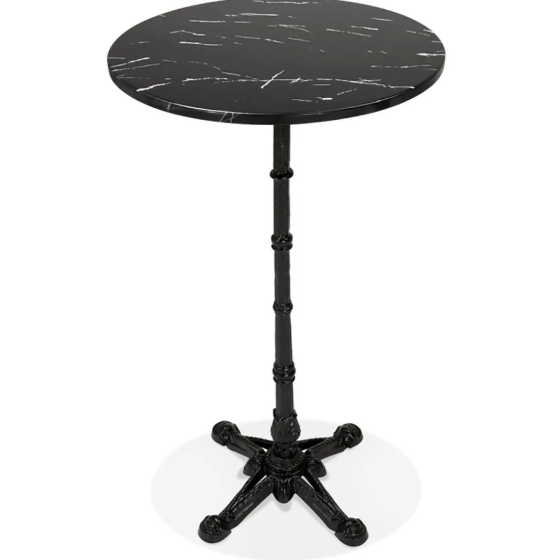 ALTEREGO Table haute ronde 'DOMY ROUND' style rustique en pierre noire effet marbre Sale