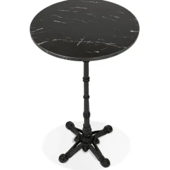 ALTEREGO Table haute ronde 'DOMY ROUND' style rustique en pierre noire effet marbre Sale
