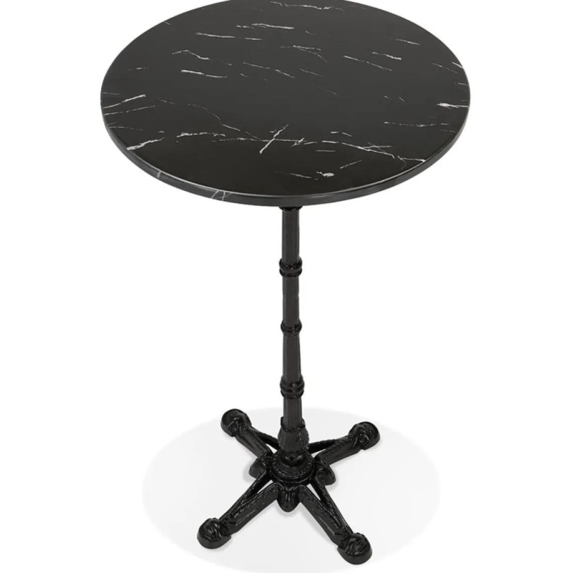 ALTEREGO Table haute ronde 'DOMY ROUND' style rustique en pierre noire effet marbre Sale