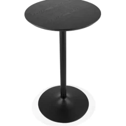 ALTEREGO Table haute ronde 'TAMAGO' en bois et métal noir