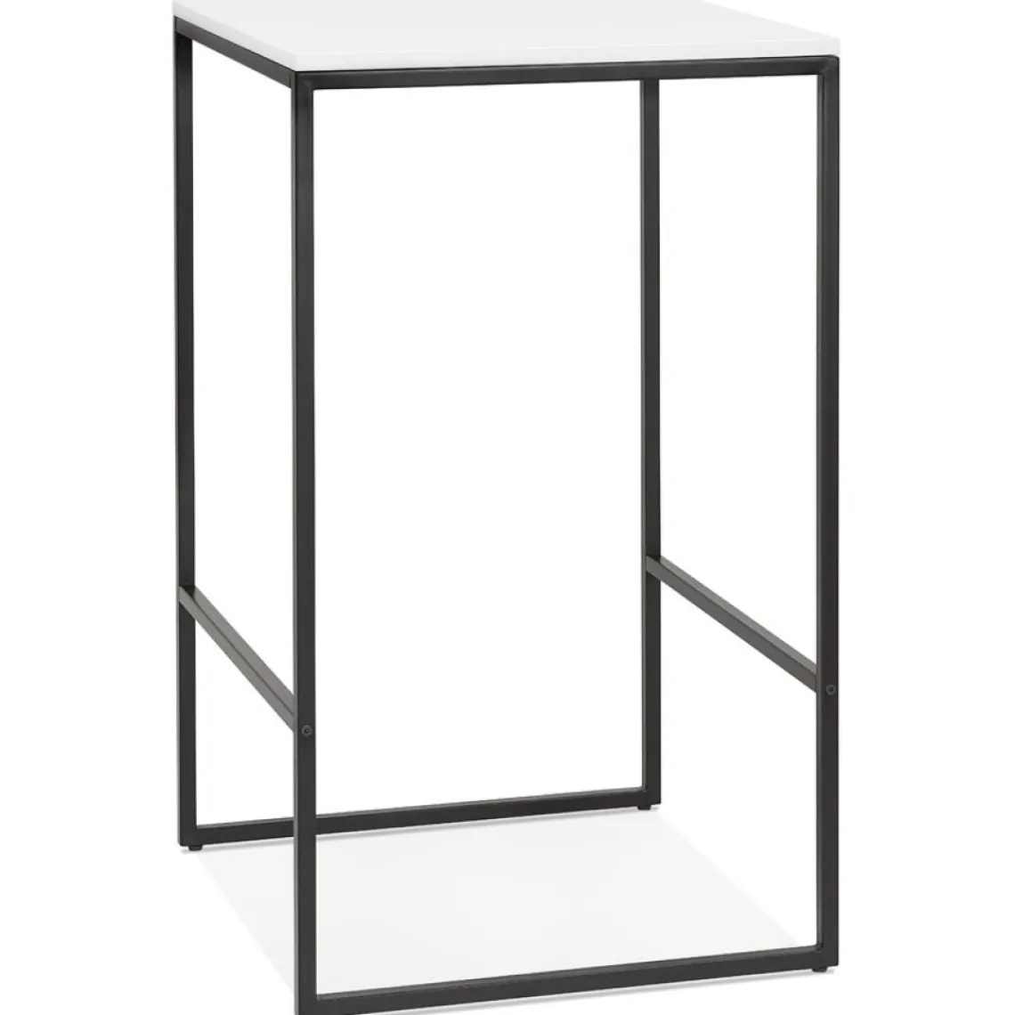 ALTEREGO Table haute style industriel 'ORTOS' avec plateau blanc et structure noire idéale pour les professionnels Outlet