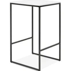 ALTEREGO Table haute style industriel 'ORTOS' avec plateau blanc et structure noire idéale pour les professionnels Outlet
