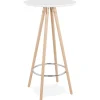 ALTEREGO Table haute,Mange-debout rond 'GALA' en bois blanc et pieds finition naturelle Hot