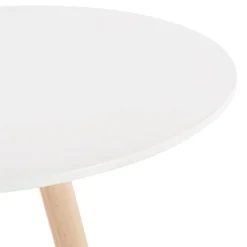 ALTEREGO Table haute,Mange-debout rond 'GALA' en bois blanc et pieds finition naturelle Hot