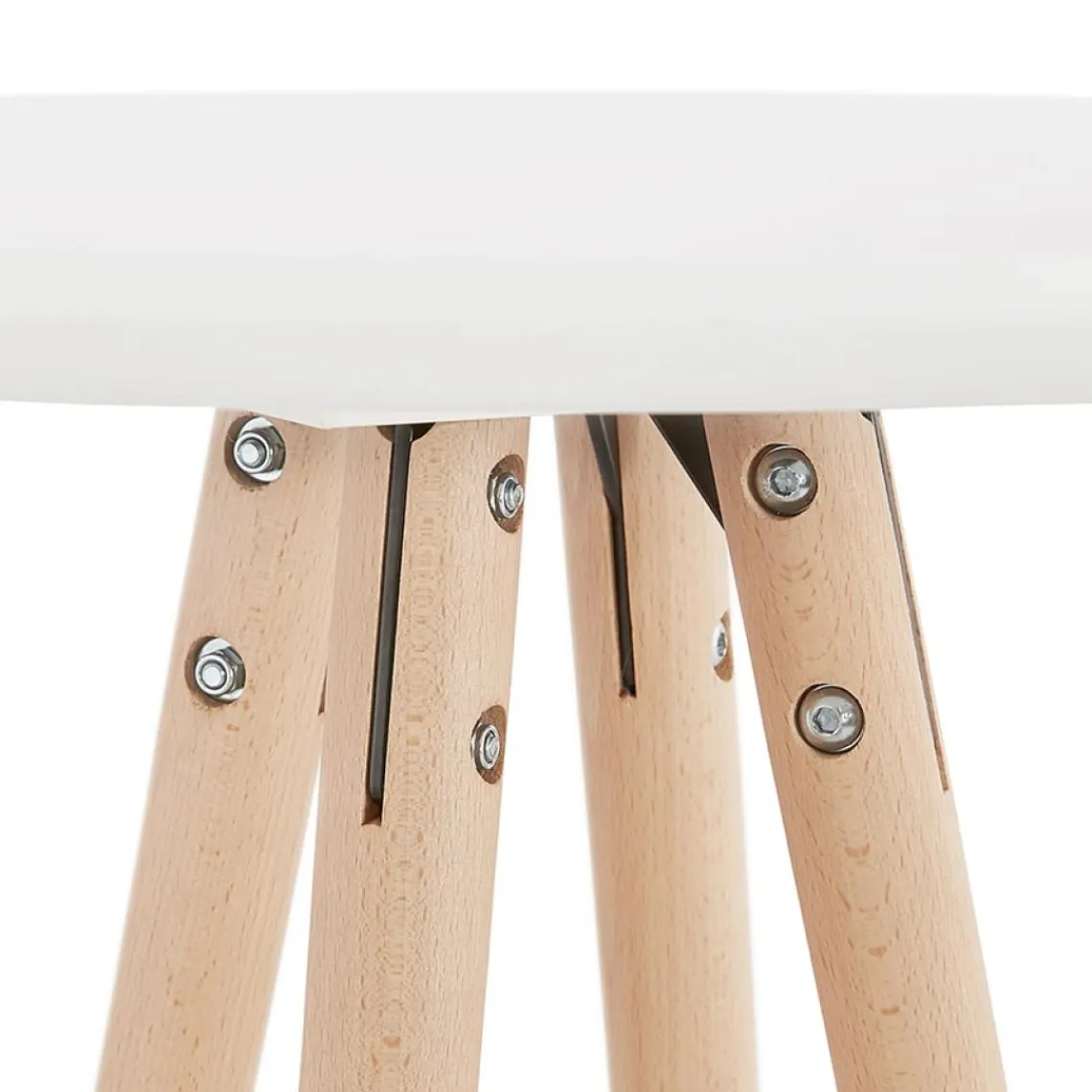 ALTEREGO Table haute,Mange-debout rond 'GALA' en bois blanc et pieds finition naturelle Hot