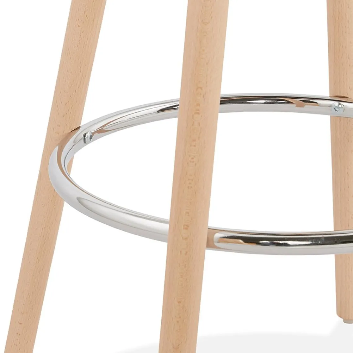 ALTEREGO Table haute,Mange-debout rond 'GALA' en bois blanc et pieds finition naturelle Hot