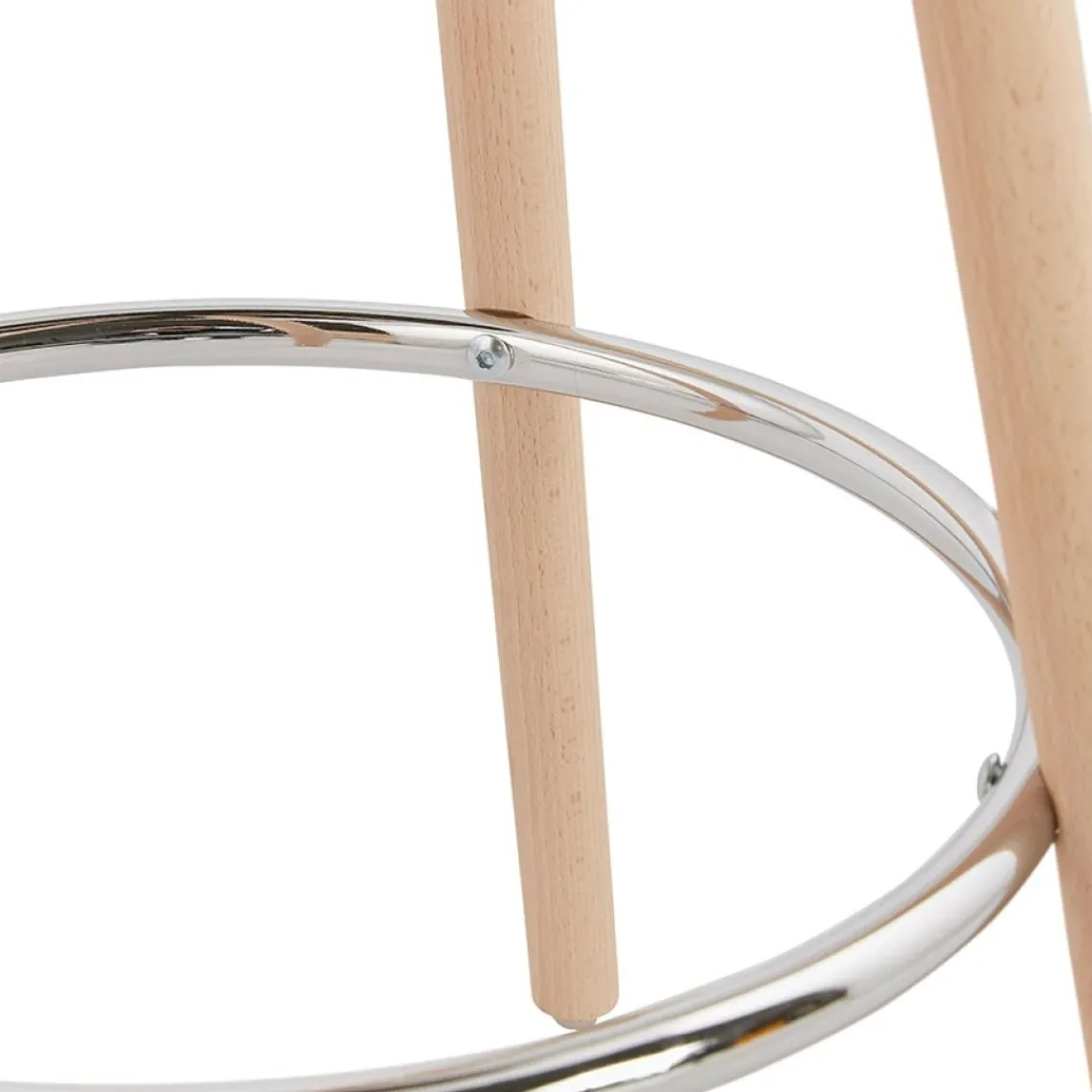 ALTEREGO Table haute,Mange-debout rond 'GALA' en bois blanc et pieds finition naturelle Hot