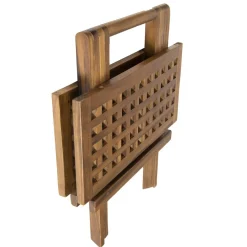 Macabane Table pique nique de jardin HANNA carrée en bois teck huilé Discount