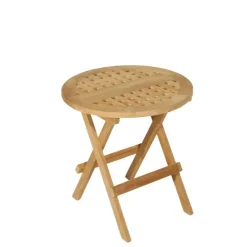 Macabane Table pique nique ronde de jardin en bois Teck Outlet