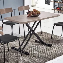 3S. x Home Table Rectangulaire Réglable en Hauteur Bois Clair BARGNY Marron New