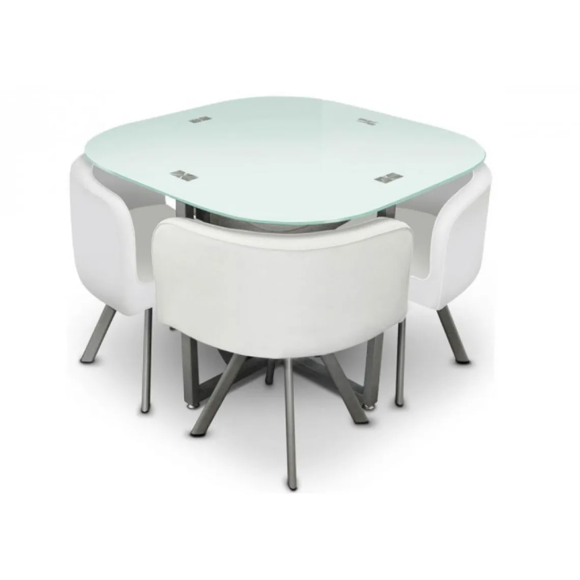 3S. x Home Table Repas avec 4 Chaises he ELVIS Blanc Hot