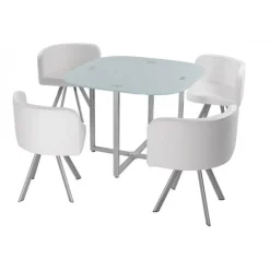 3S. x Home Table Repas avec 4 Chaises he ELVIS Blanc Hot