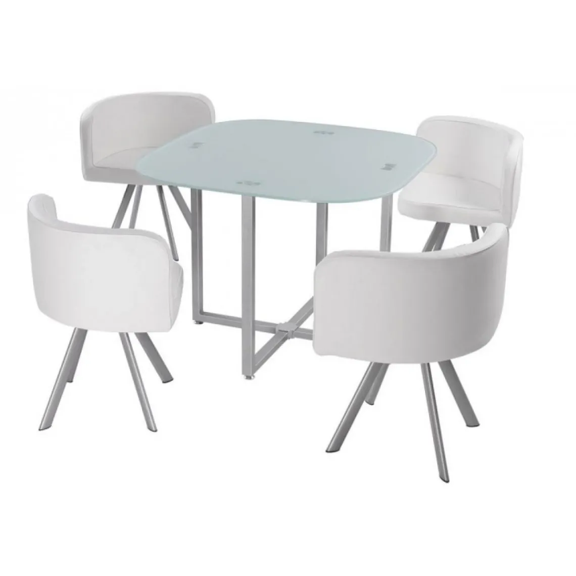 3S. x Home Table Repas avec 4 Chaises he ELVIS Blanc Hot