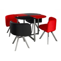 3S. x Home Table Repas avec 4 Chaises et Noir ELVIS Rouge Best