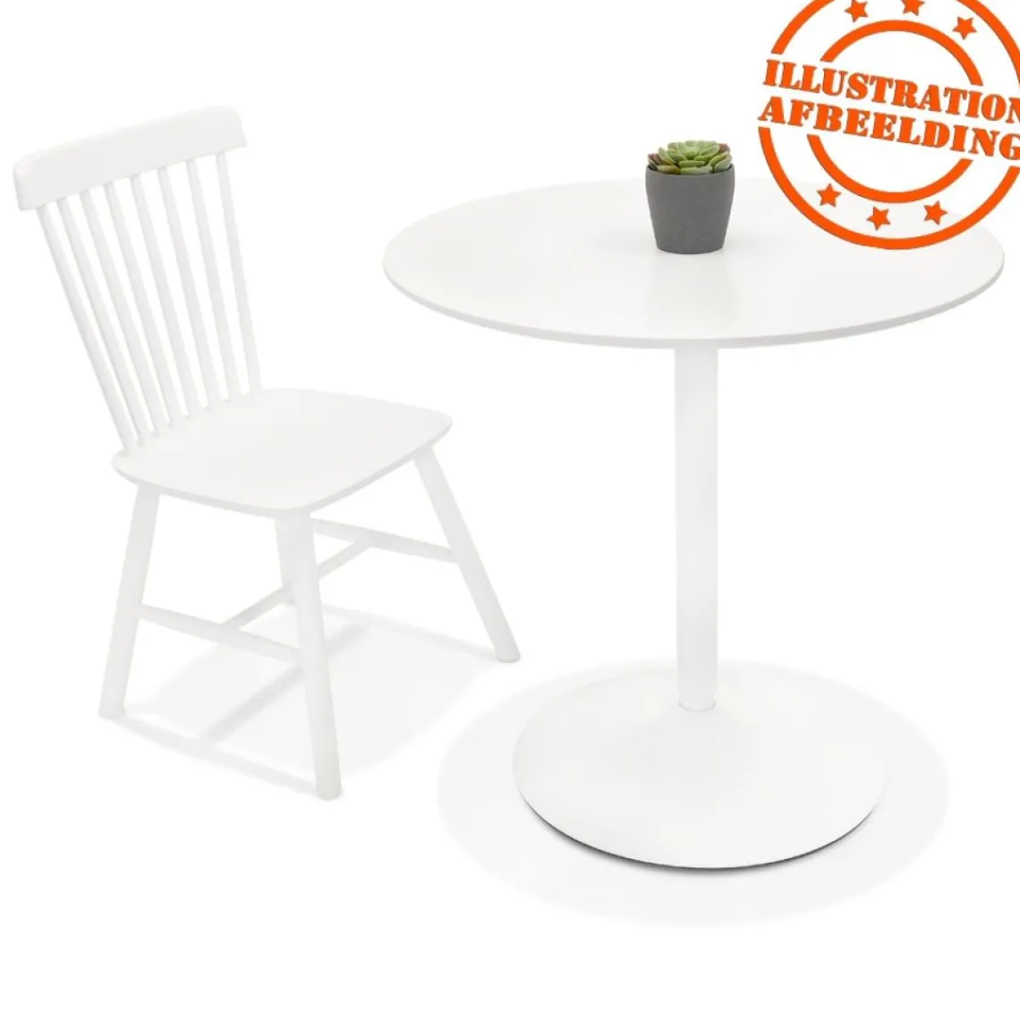 ALTEREGO Table ronde design 'CHIVA' en bois et métal blanc Outlet