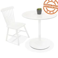 ALTEREGO Table ronde design 'CHIVA' en bois et métal blanc Outlet