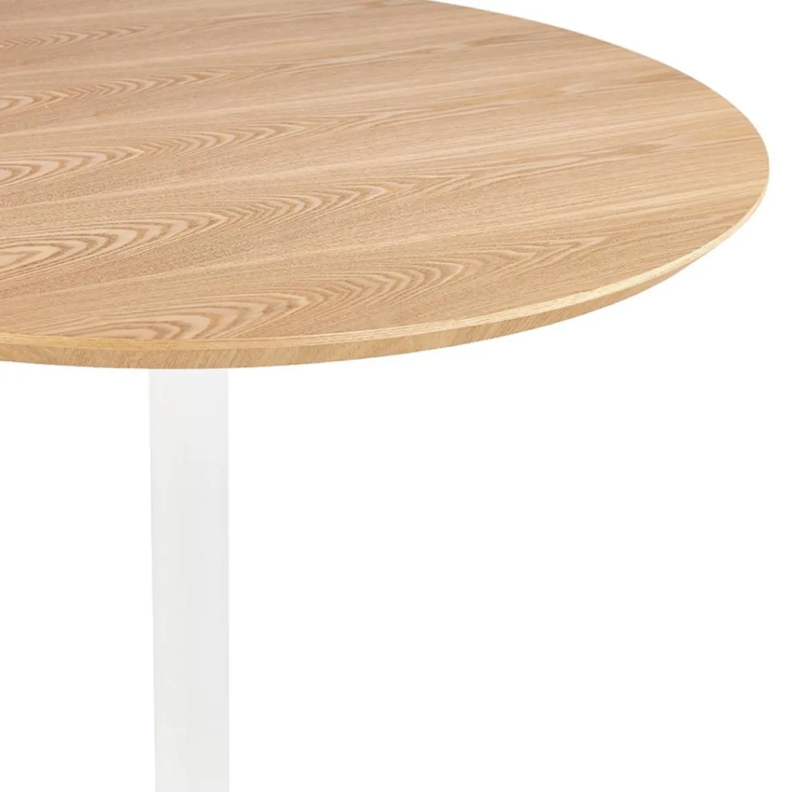 ALTEREGO Table ronde design 'HUSH' en bois finition naturelle et métal blanc Clearance