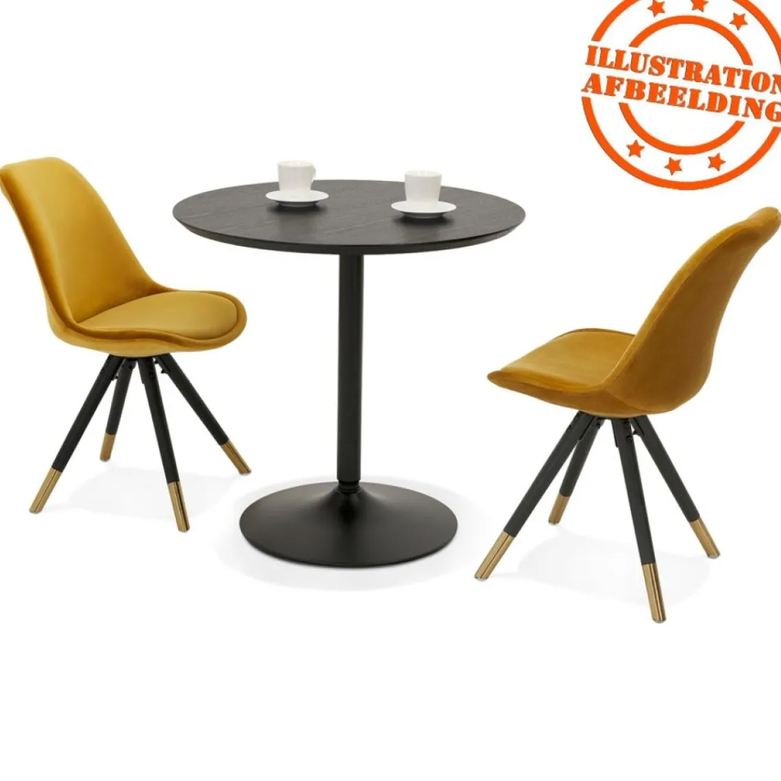ALTEREGO Table ronde design 'HUSH' en bois et métal noir Sale