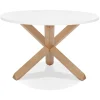 ALTEREGO Table ronde design 'MARVEL' blanche et chêne massif New