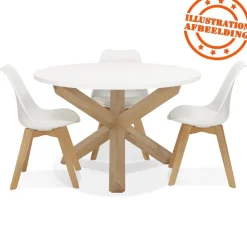 ALTEREGO Table ronde design 'MARVEL' blanche et chêne massif New