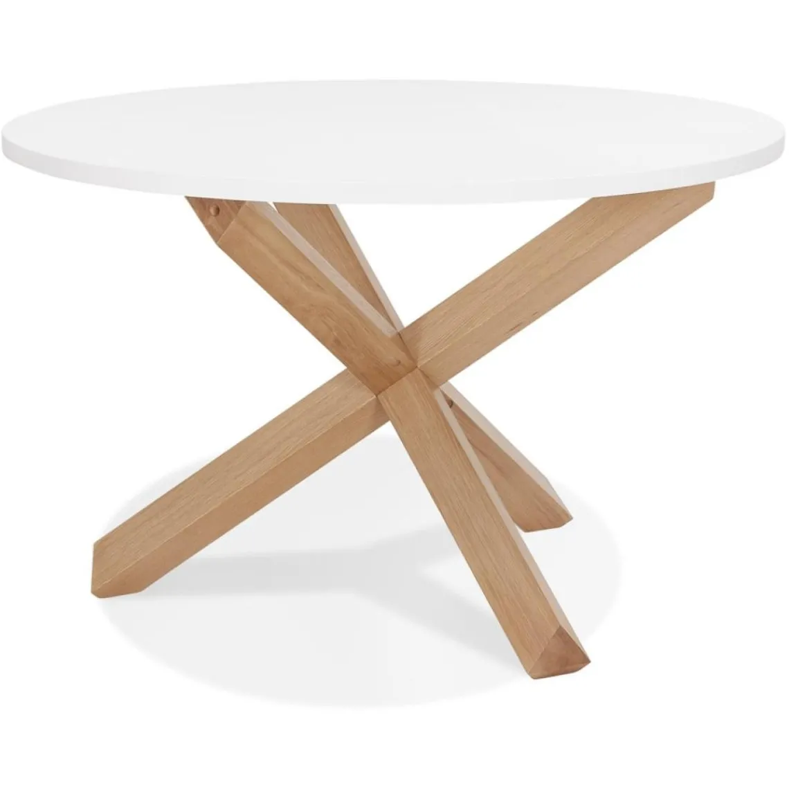 ALTEREGO Table ronde design 'MARVEL' blanche et chêne massif New