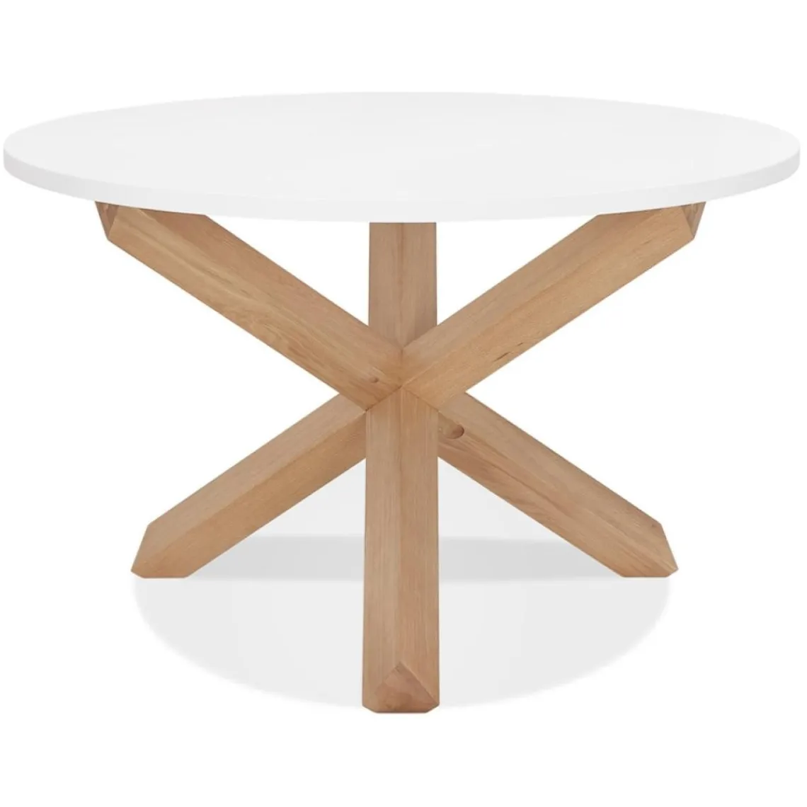 ALTEREGO Table ronde design 'MARVEL' blanche et chêne massif New