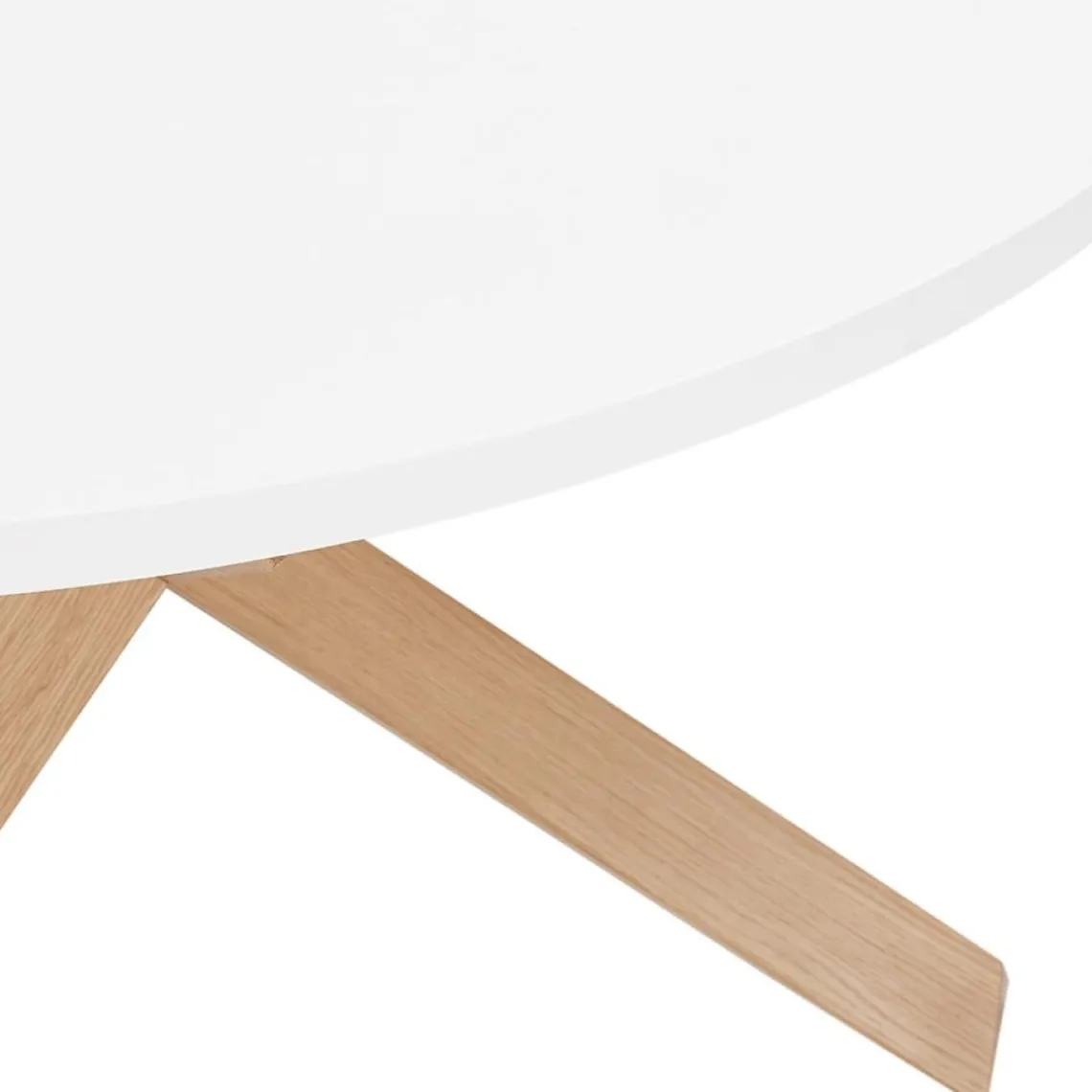 ALTEREGO Table ronde design 'MARVEL' blanche et chêne massif New