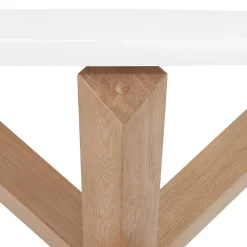 ALTEREGO Table ronde design 'MARVEL' blanche et chêne massif New