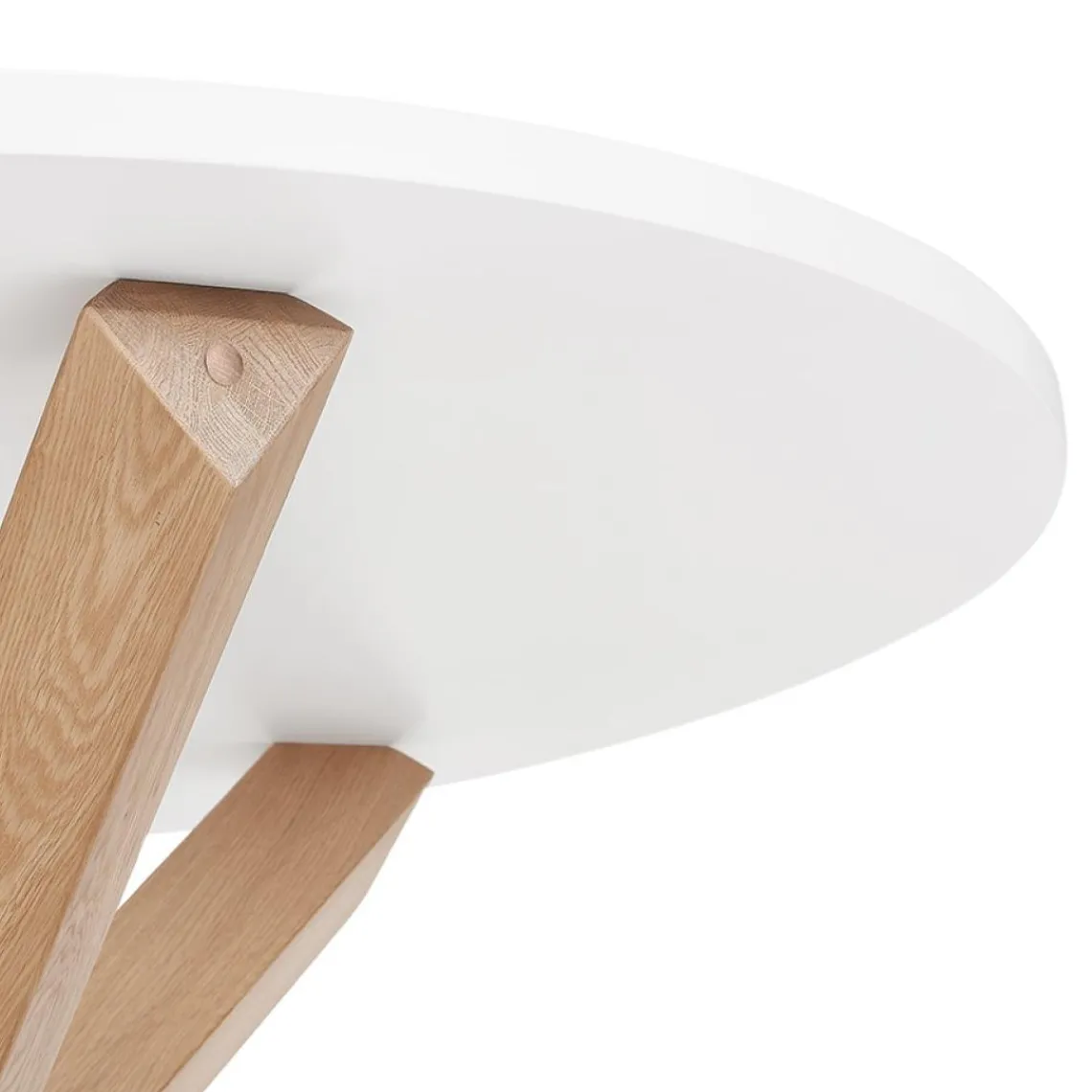 ALTEREGO Table ronde design 'MARVEL' blanche et chêne massif New