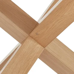 ALTEREGO Table ronde design 'MARVEL' blanche et chêne massif New