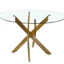 3S. x Home Table ronde en verre pieds Or NELLY Hot