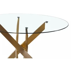 3S. x Home Table ronde en verre pieds Or NELLY Hot