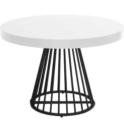 3S. x Home Table Ronde Extensible GRIVERY Blanc Pieds Noir Discount