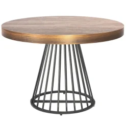 3S. x Home Table ronde extensible Grivery Bois Noisette pieds Noir