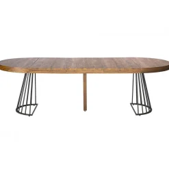 3S. x Home Table ronde extensible Grivery Bois Noisette pieds Noir