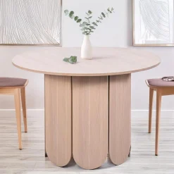 3S. x Home Table ronde style japandi Tulipa rallonges intégrées Bois clair Best