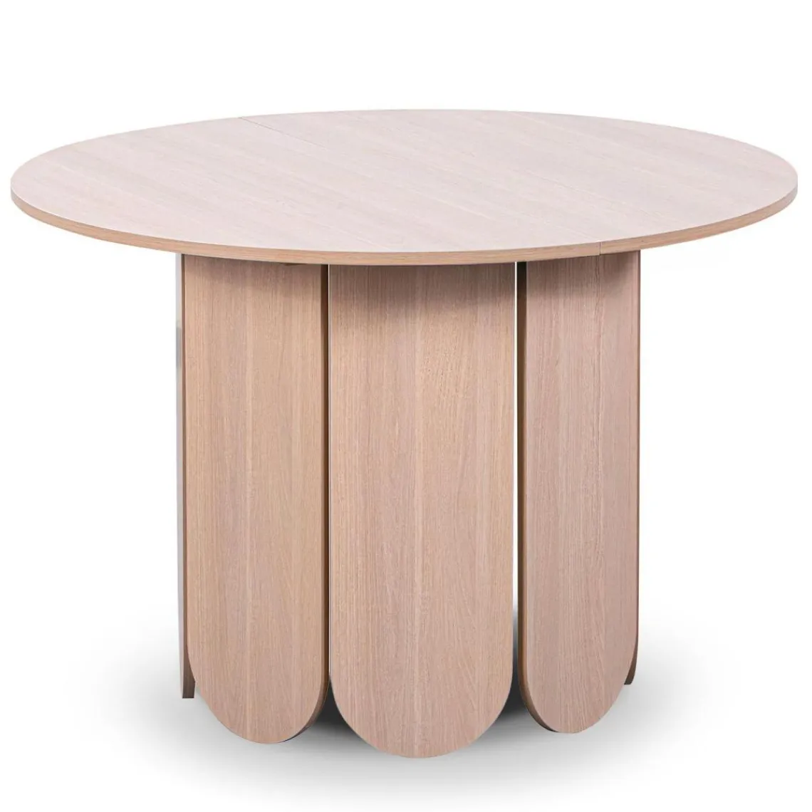 3S. x Home Table ronde style japandi Tulipa rallonges intégrées Bois clair Best