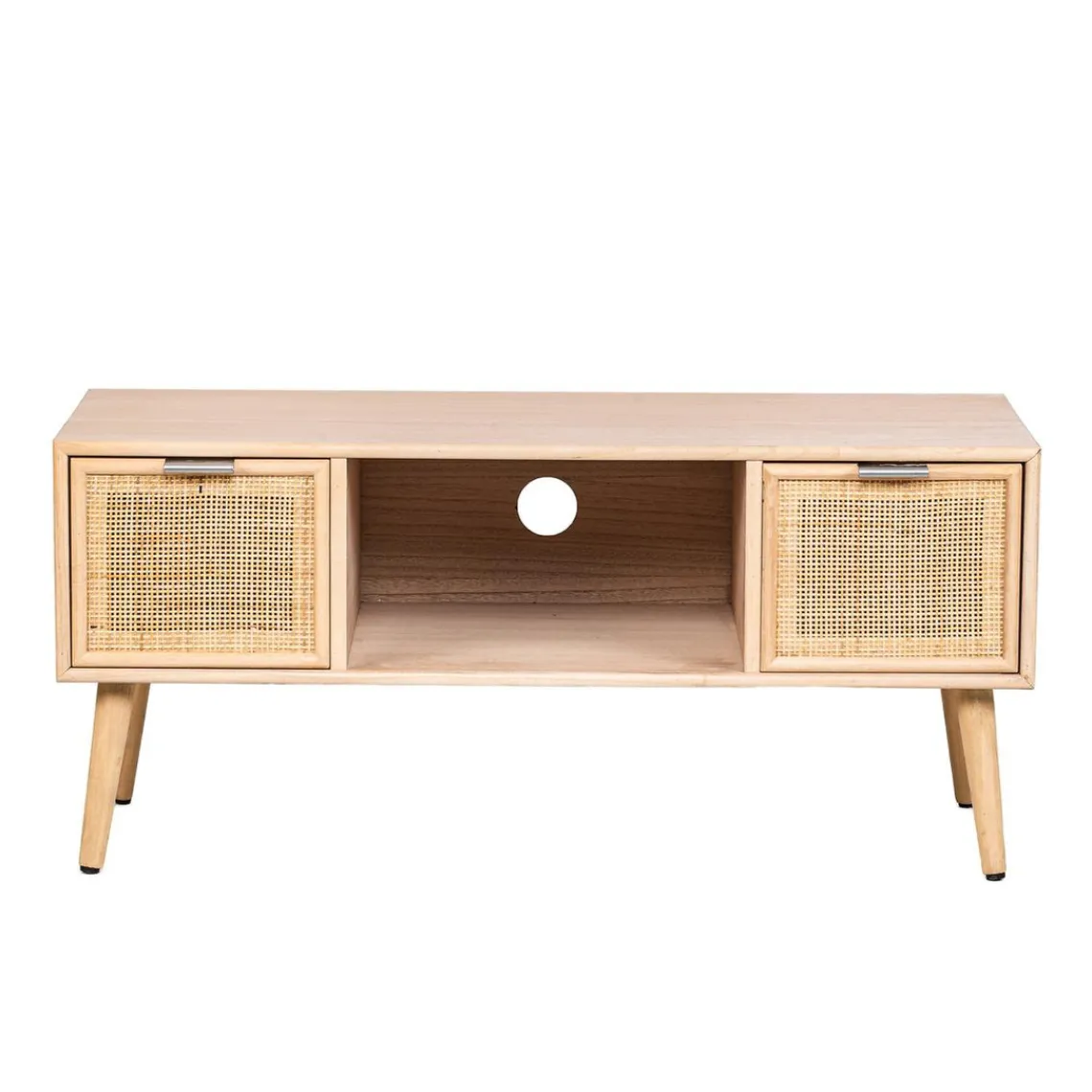 3S. x Home Table TV Scandinave en Bois 2 Tiroirs Rangement AKITA - Marron Clair Hot