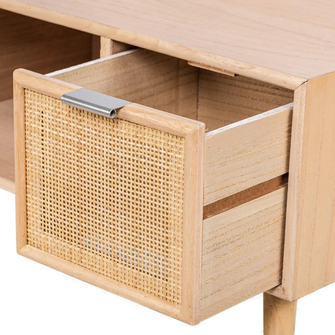 3S. x Home Table TV Scandinave en Bois 2 Tiroirs Rangement AKITA - Marron Clair Hot