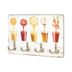 3S. x Home Tableau à clés imprimé motifs jus et 4 crochets optique inox Best