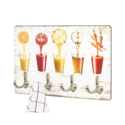 3S. x Home Tableau à clés imprimé motifs jus et 4 crochets optique inox Best