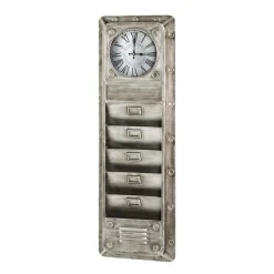 3S. x Home Tableau pense-bête avec horloge intégré et 5 compartiments en métal Gris anthracite Clearance