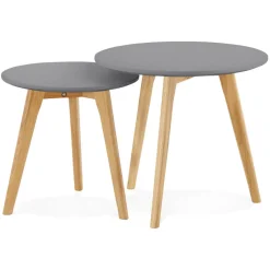 ALTEREGO Tables gigognes ronde 'GABY' grises foncées Clearance